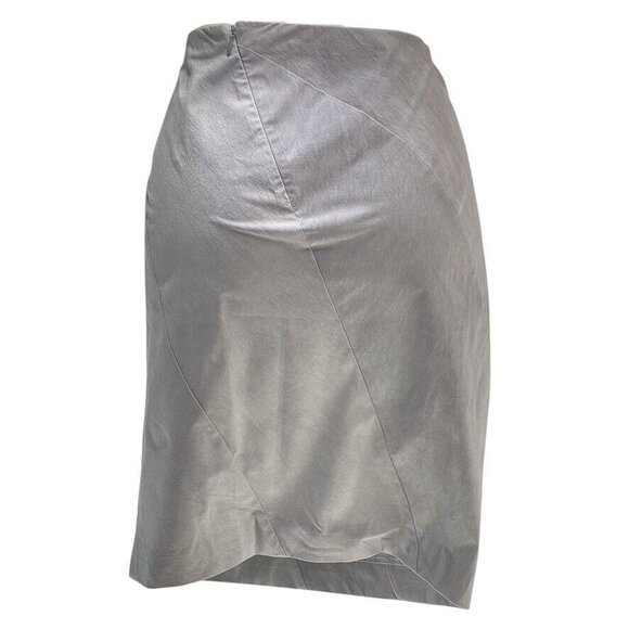 Donna Karan New York Asymmetrical Panel Gray Metallic Cotton Bubble Pencil Skirt - Picture 10 of 11